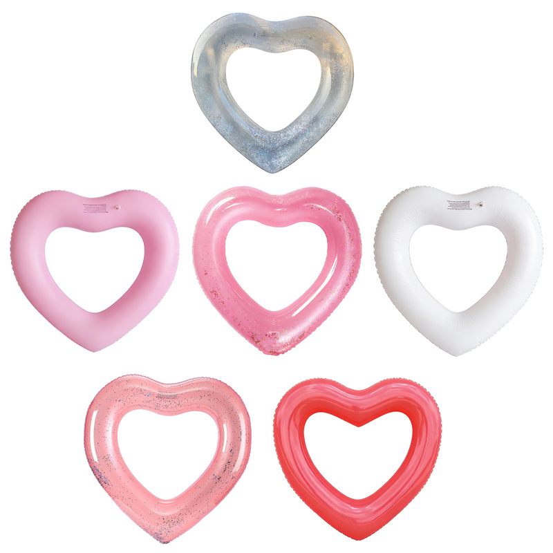 Swimming Ring Water Toy for Adults and Children, Inflatable Heart-Shaped Swimming Ring, Pvc Water Lifebuoy, Armpit Ring Swimming Ring