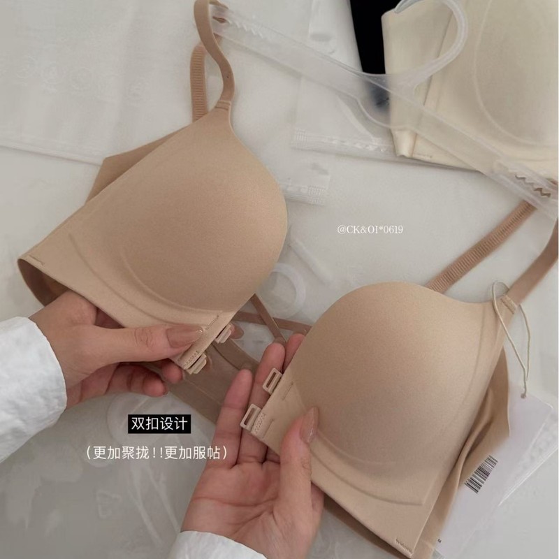 0619#双扣深V小聚蛋无痕舒适交叉美背双扣设计聚拢提拉内衣女|undefined