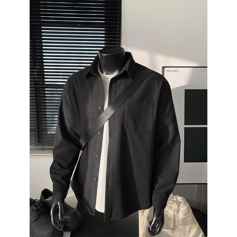 Autumn Hong Kong Style Corduroy High-End Shirt Men's Large Size Loose Casual Long-Sleeved Jacket C5521-Special P24