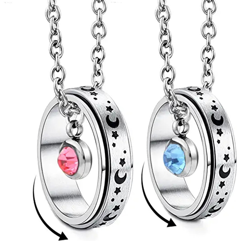 Fashion Star Titanium Steel Inlay Zircon Pendant Necklace 1 Piece