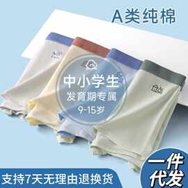 青少年内裤纯棉抑菌男童发育期初中高中生四角裤中大童胖童平角裤