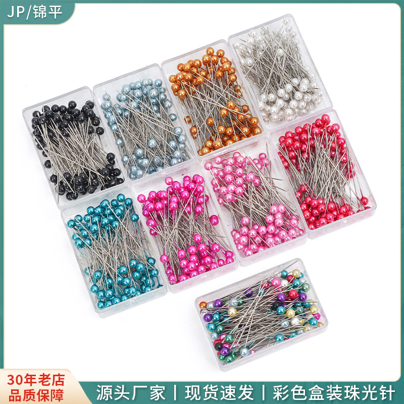  Caja de alfileres de perlas de colores – 100 piezas para costura, patchwork y manualidades