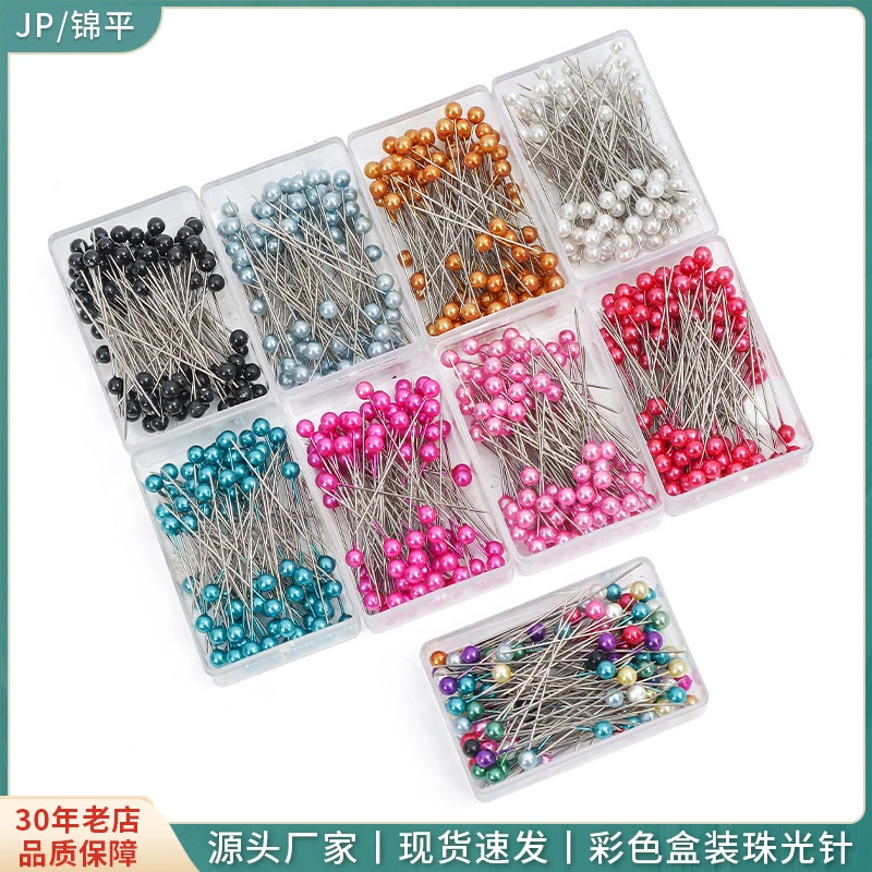 Цветная пластиковая коробка 100 штук жемчужной иглы производная бумажная позиционирующая игла штифт для одежды вышивка крестиком круглая головка жемчужная игла