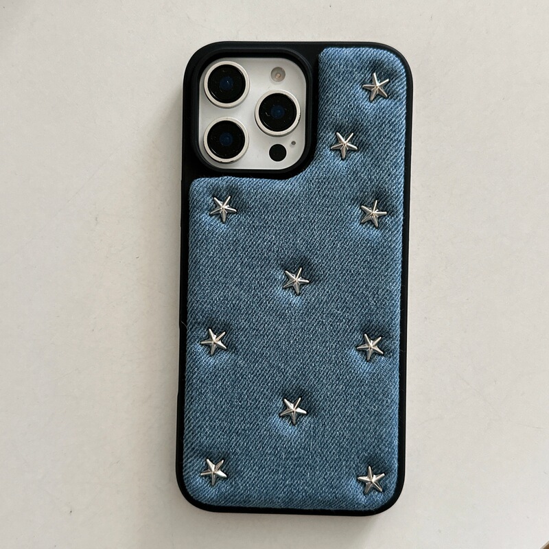 满屏小星星铆钉适用iPhone16promax苹果15手机壳皮质14纯色保护套|undefined
