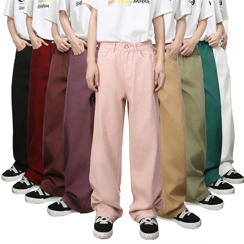 Nirben Denim | multicolor color jeans men's fashion brand loose wide leg straight pants simple Joker pants
