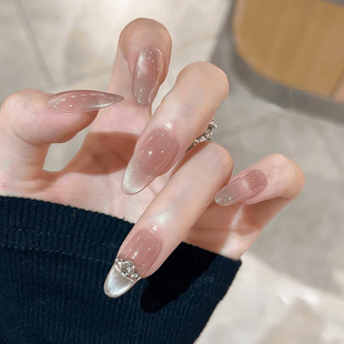 French Style Pure Hand-Wearing Armor Gentle Small Diamond Advanced Feeling Temperament White Manicure Patch Removable Fake Nail