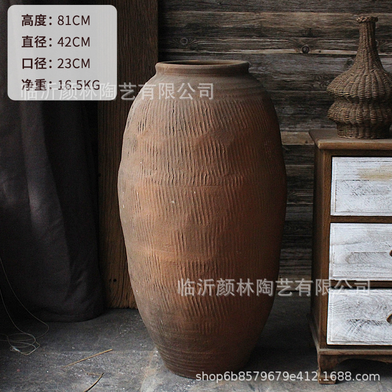 Decoración de cerámica gruesa de Weng Jar hace viejas vasijas de cerámica retro combinación de vasijas de tierra Zen antiguo arte chino viejas vasijas