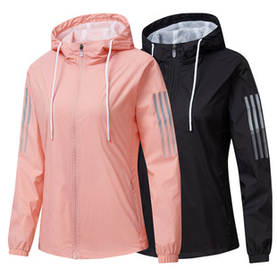 Spring and Autumn Women's Top Lightweight Nylon Four-sided Elastic Coat Casual Sports Women's Coat Outdoor Running Printable Logo