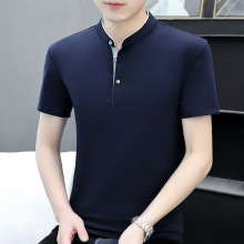 2025新款男士PoloT恤打底衫韩版男装立领半袖体恤弹力修身男式T恤