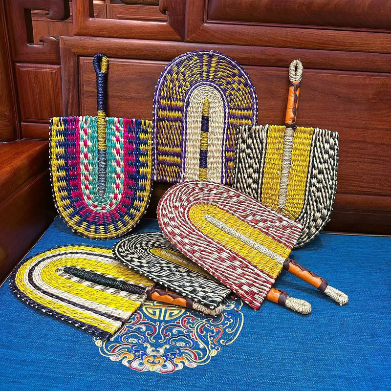 Seagrass Woven Straw Fan Decorative Fan with African Elements Ins Style Wall Background Decoration Wall Hanging Fan Handmade