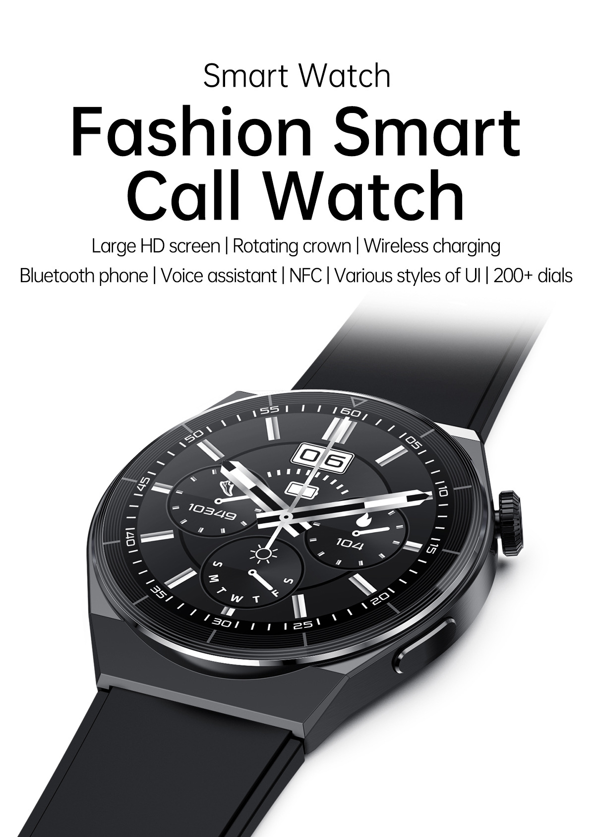 GT3PRO Smart Watch Bluetooth Anruf Herzfrequenz kabelloses Aufladen_voghion.com