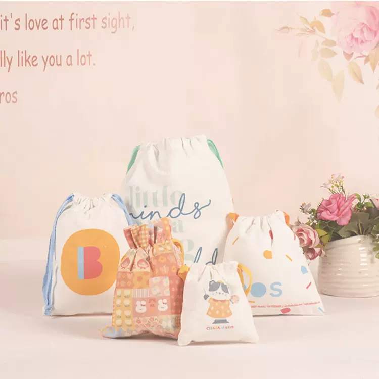 厂家定制棉布束口袋数码彩色印花帆布抽绳袋可印LOGO布袋子收纳