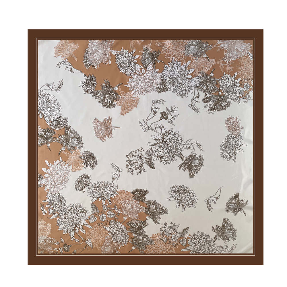 Women's Large Square Silk Scarf 90x90cm Retro Style Print Headscarf Middle Eastern Satin Fashion Accessory_voghion.com