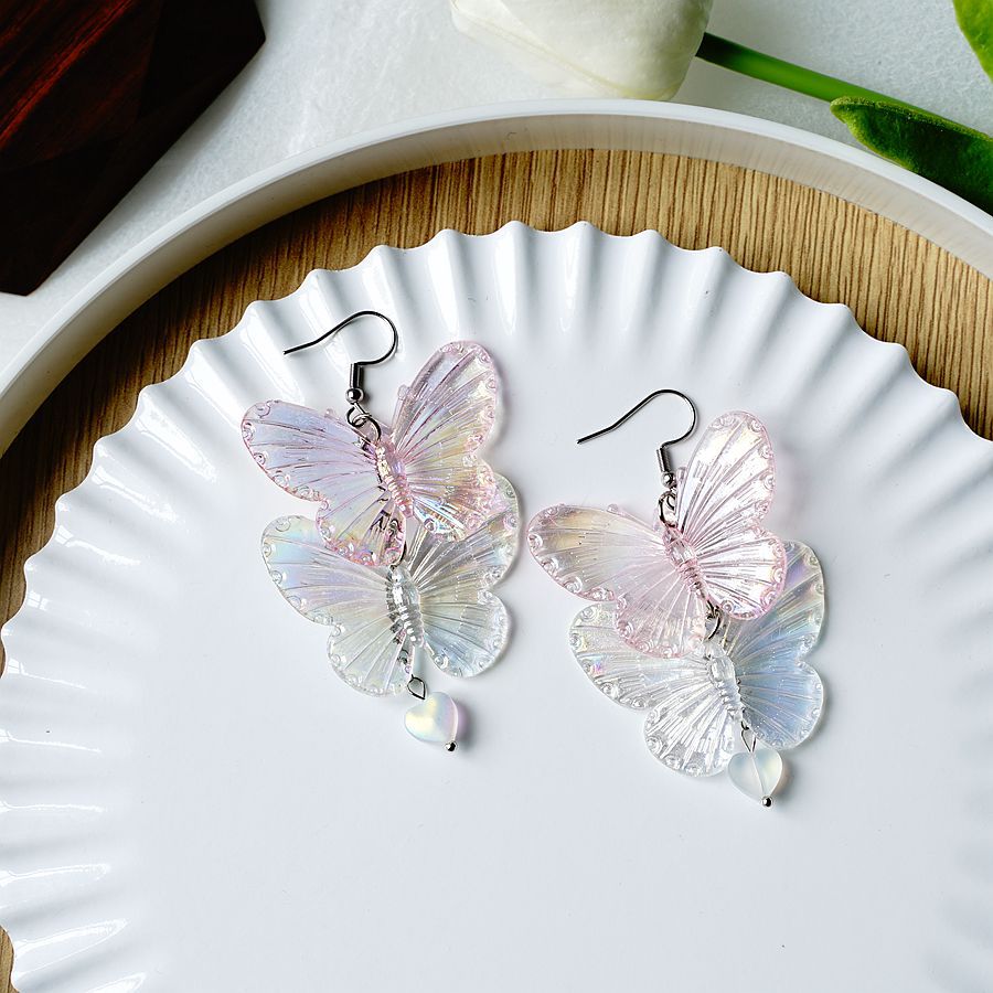 1 Pair Fashion Heart Shape Butterfly Arylic Valentine's Day Women's Drop Earrings display picture 5