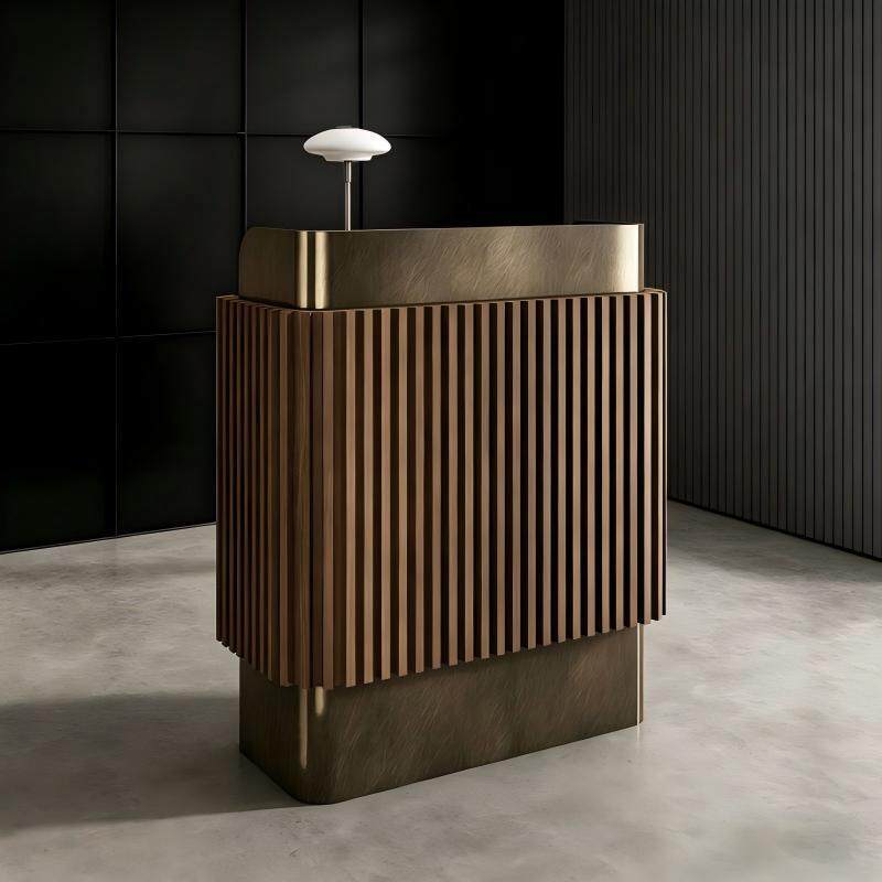 Retro Restaurant Reception Desk, Company Front Desk, Clothing Store Stainless Steel Bar Counter, Hotel Cashier Desk, Homestay Reception Desk