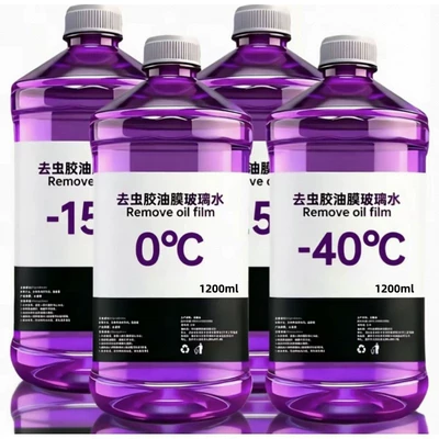 Glass agent, fluid for summer use, insect repellent - second-generation-upgraded-formula-1-bottle-contains-1200ml-40-degreesantifreeze-purple-glass-cleaner