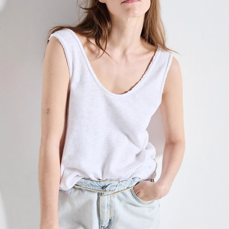 American Vintage 25Th Autum New Women's Pullover Bottoming Top Slimming Look Sleeveless Vest