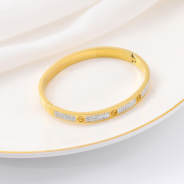 Pulsera de titanio y acero para mujer, diseño moderno y sencillo, pulsera de lujo que no se desvanece, venta al por mayor en stock.