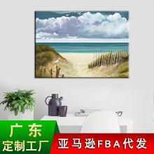 亚马逊蓝色海滩客厅装饰画 喷绘帆布壁画 自然风与海鸟景卧室挂画