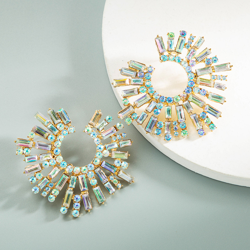 Alloy Material Water Droplets Pattern Fashion Water Droplets Diamond Alloy Artificial Gemstones Earrings