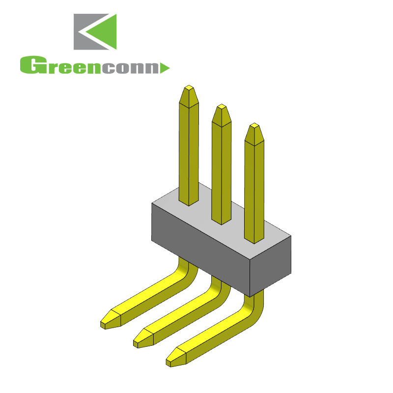 Greenconn连接器间距1.00mm单排排针连接器2P-40P系列R/A型连接器