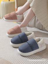 棉拖鞋女士四季保暖防滑厚底防水羽绒布毛毛绒室内家居情侣棉鞋男
