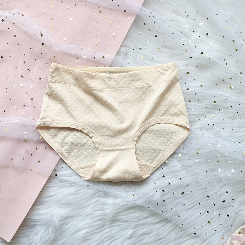 Ropa interior de cintura alta de algodón fresco cómodo rombo agradable para la piel hilo de algodón ropa interior de algodón color sólido de las mujeres más el tamaño de calzoncillos elásticos