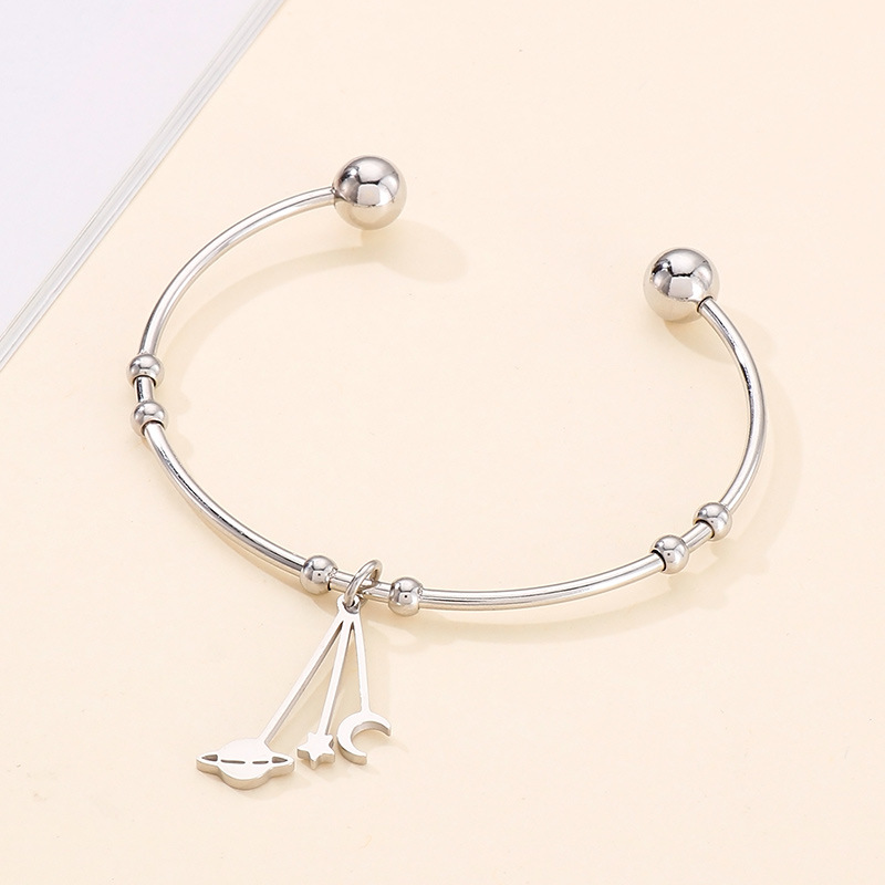 Fashion Star Moon Stainless Steel Bangle No Inlaid Stainless Steel Bracelets display picture 2