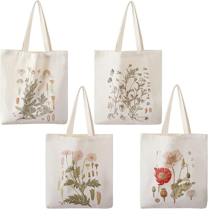 Bolso de lona impreso de comercio exterior transfronterizo de Amazon Bolso de hombro floral Bolso de compras portátil Bolso de lona personalizado