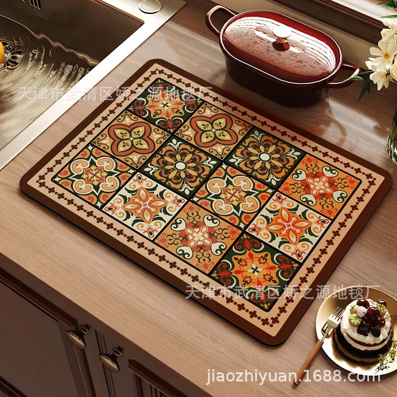 Almohadilla de drenaje transfronteriza, lodo de diatomeas, fácil de cuidar, almohadilla absorbente, encimera de escritorio de cocina, almohadilla de aislamiento antiescaldado, suministro directo de fábrica