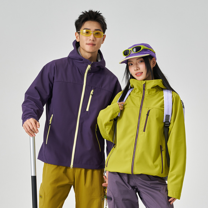 NiaoJia's same style outdoor soft shell jacket for women, hooded, fleece-lined, windproof, waterproof, autumn and winter sports jacket for men NiaoJia's same style outdoor soft shell jacket for women, hooded, fleece-lined, windproof, waterproof, autumn and winter sports jacket for men