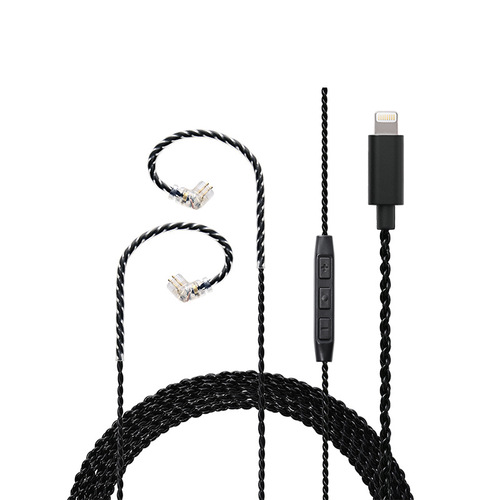 JCALLY LT4S C100Lightning Three-Button Black Four-Pin Oxygen-Free Copper Earphone Upgrade Cable for iOS