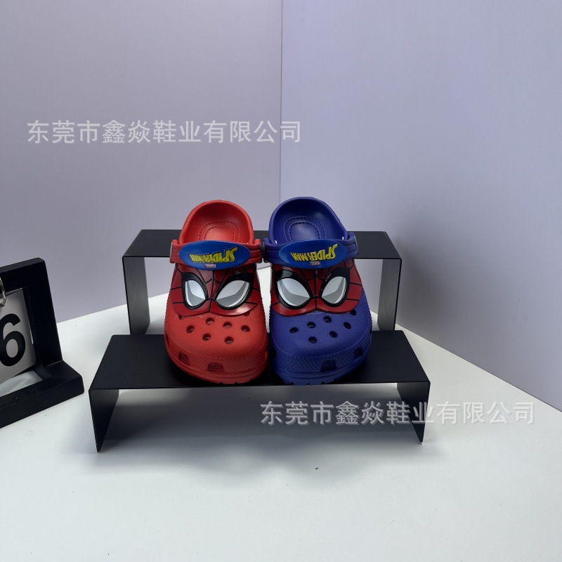 Transfronteriza explosiva transmisión en vivo exclusiva para dibujos animados Spider-Man estrella agujero zapatos personales para niños zapatillas respirables antideslizantes