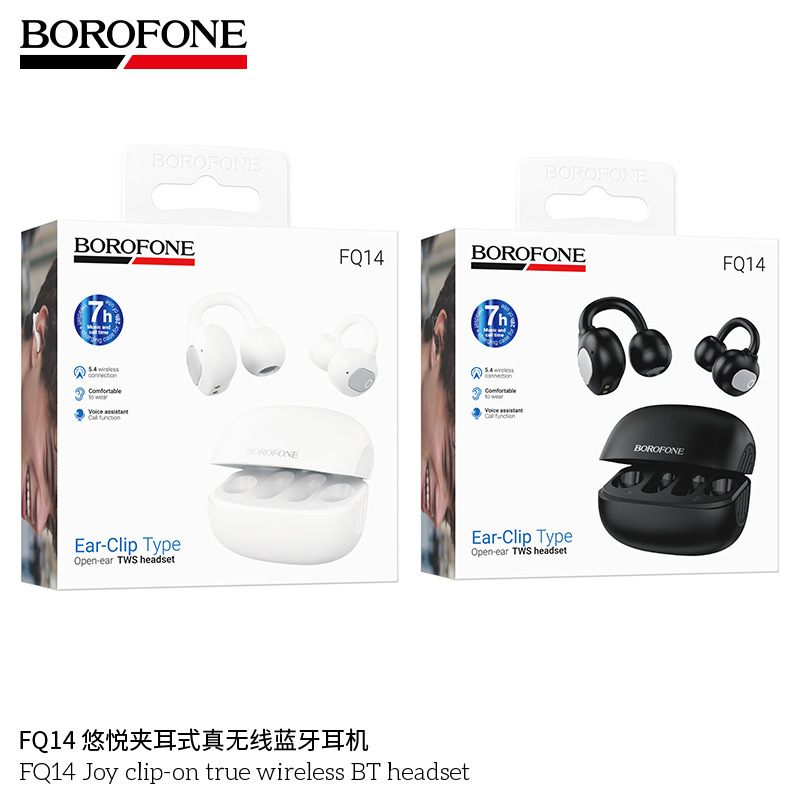 BOROFONE FQ14 new clip-on-ear wireless sports bluetooth headset can talk stereo with charging bin