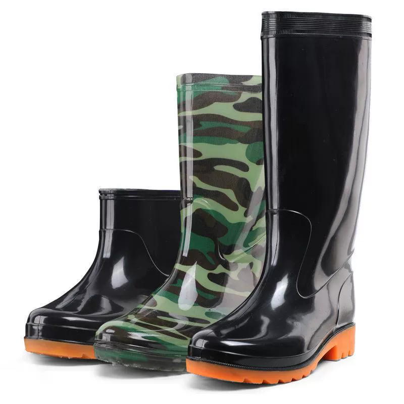 Резиновые сапоги мужские Нескользящая непромокаемая обувь из ПВХ, мужские черные толстые износостойкие резиновые туфли для охраны труда, резиновые сапоги оптом