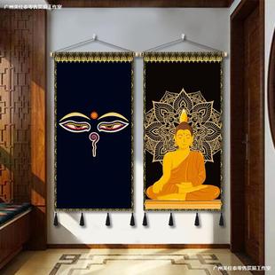 Southeast Asian Thai-Style Fabric Decorative Hanging Painting Thai-Style Restaurant Yoga Studio Homestay Hotel Indoor Tapestry Background Cloth Painting