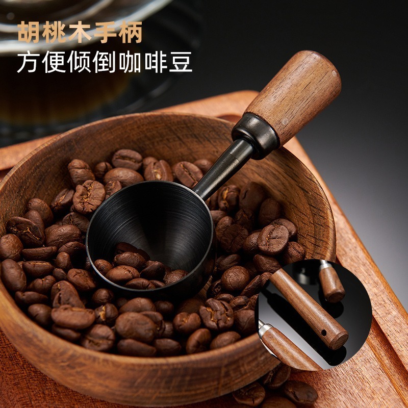 304 クルミハンドルコーヒースプーンロングハンドルコーヒー粉計量スプーンベーキングショートハンドルステンレス鋼コーヒー豆特別なスプーン|undefined