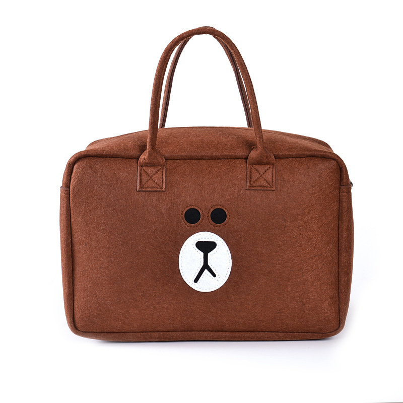 Coreano bolsa de viaje de dibujos animados de gran capacidad bolsa de equipaje moda ligera estudiante femenina plegable fieltro oso bolsa de equipaje