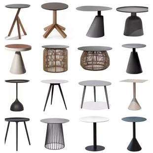Nordic Outdoor Coffee Table Marble Round Side Table Corner Table Leisure Rattan Teak Small Tea Table Model Room Balcony