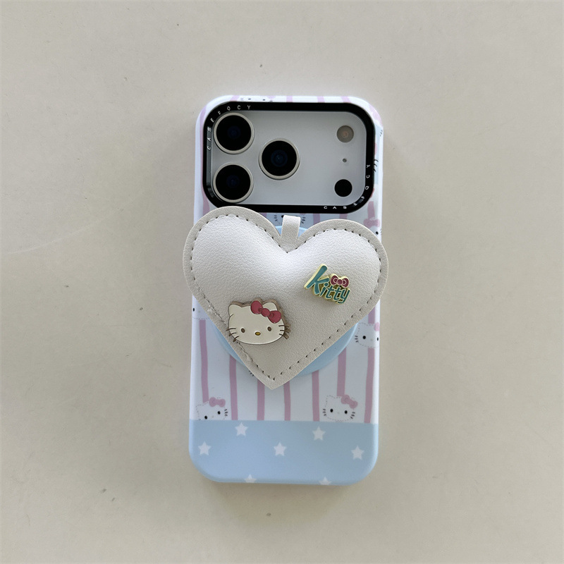 格纹立体KT爱心磁吸支架适用iPhone17苹果16ProMax/15/14手机壳女|undefined