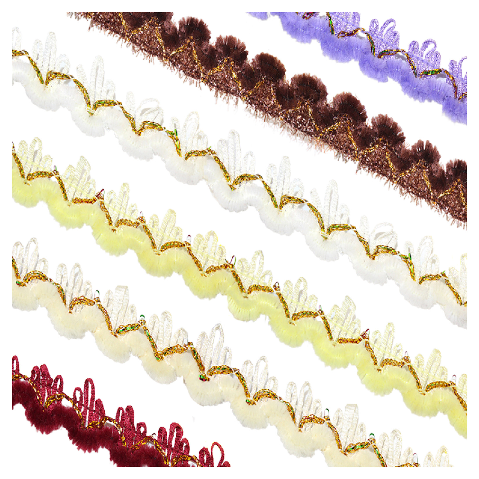 Fábrica al por mayor círculo borde triángulo borde accesorios de ropa tres flores de oro encaje étnico madreselva borde