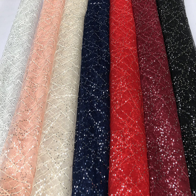 厂家供应 梦幻星空亮片网眼布网纱裙纱舞台服装面料辅料 2020新款