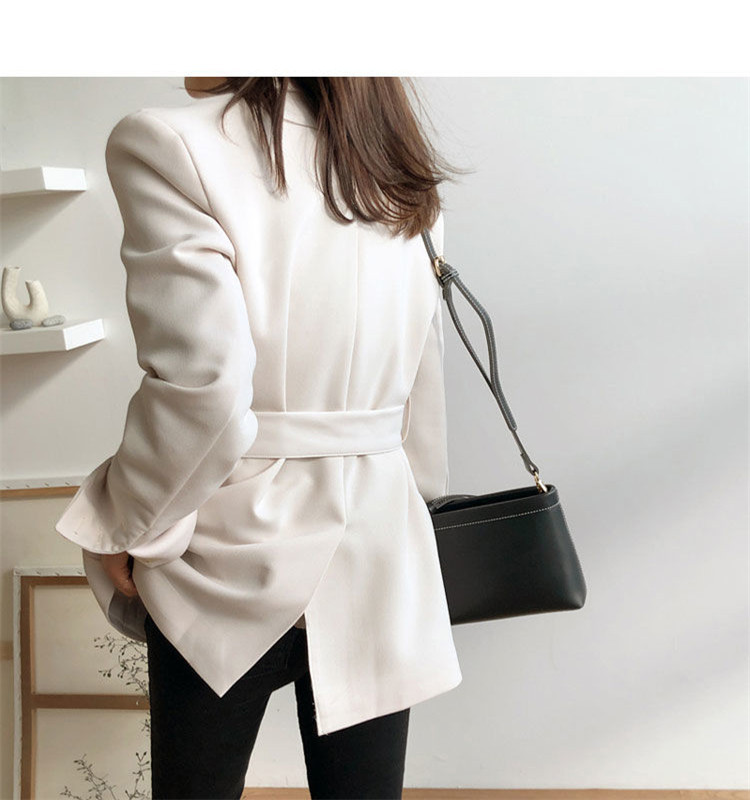 Abbigliamento donna Giacca nera da abito Cintura da donna 2024 Nuovo design primavera e autunno Nicchia Stiratura gratuita Temperamento Piccolo abito Manica lunga_voghion.com