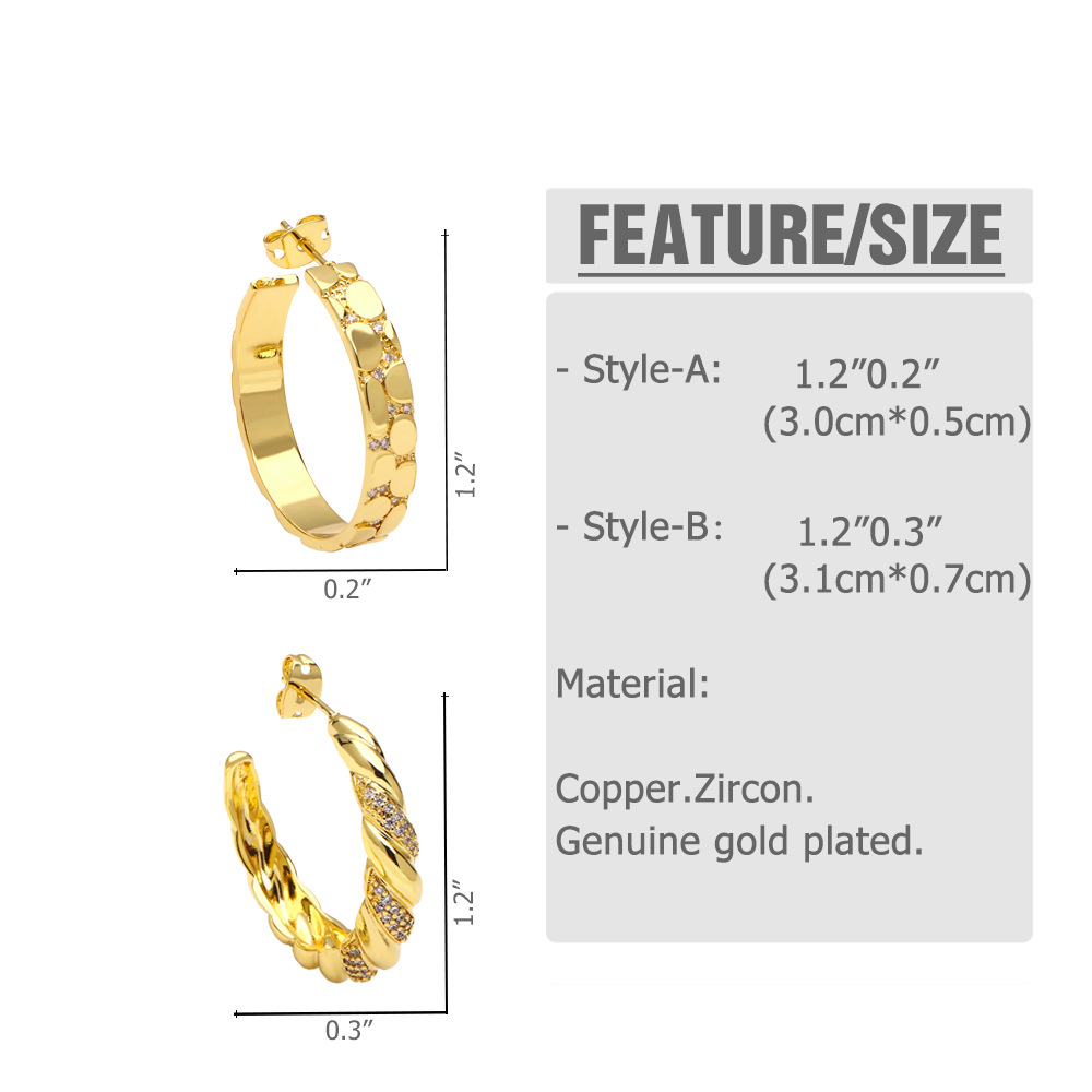 Mode Géométrique Le Cuivre Des Boucles D'oreilles Placage Zircon Boucles D'oreilles En Cuivre display picture 1