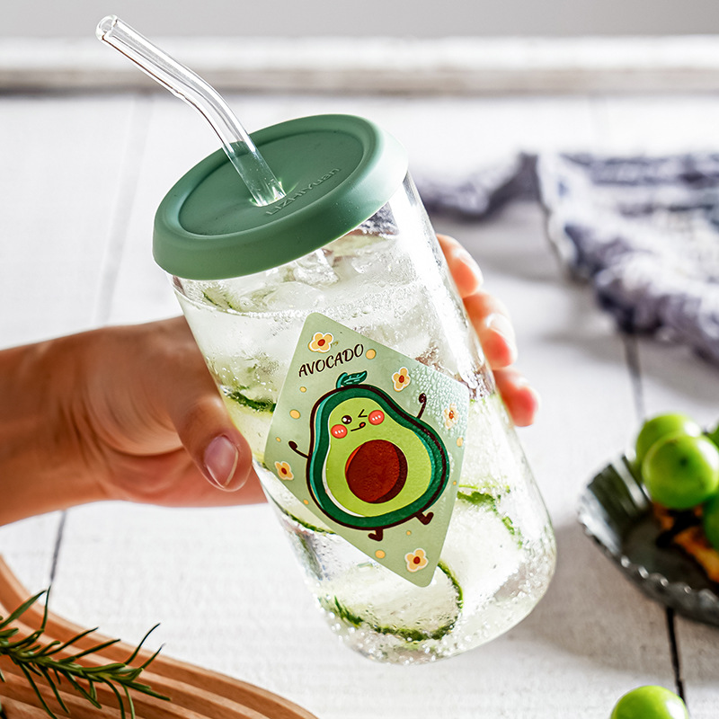 Inicio Dibujos animados Red Red Vaso de vidrio Taza de paja Taza de agua de alto valor para niñas Taza de coco de borosilicato al por mayor Taza de café