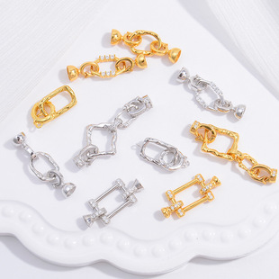 S925 sterling silver square pearl connection buckle personality DIY bracelet necklace jewelry closing buckle 8 buckle wholesale SK71