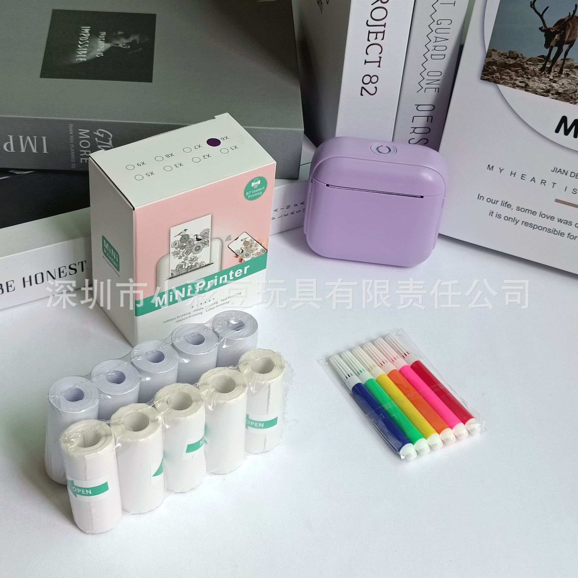 TFDX6 보라색 + 감열지 5개 + 접착지 5개 + 색펜