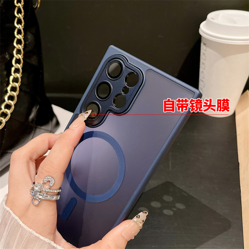 Samsung S25ultra つや消し肌感触磁気電話ケース S24plus オールインクルーシブレンズフィルム保護カバー S23 に適しています。|undefined