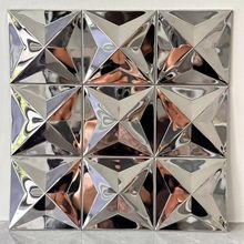3d凹凸自粘墙贴银色不锈钢马赛克金属电镀背景墙瓷砖