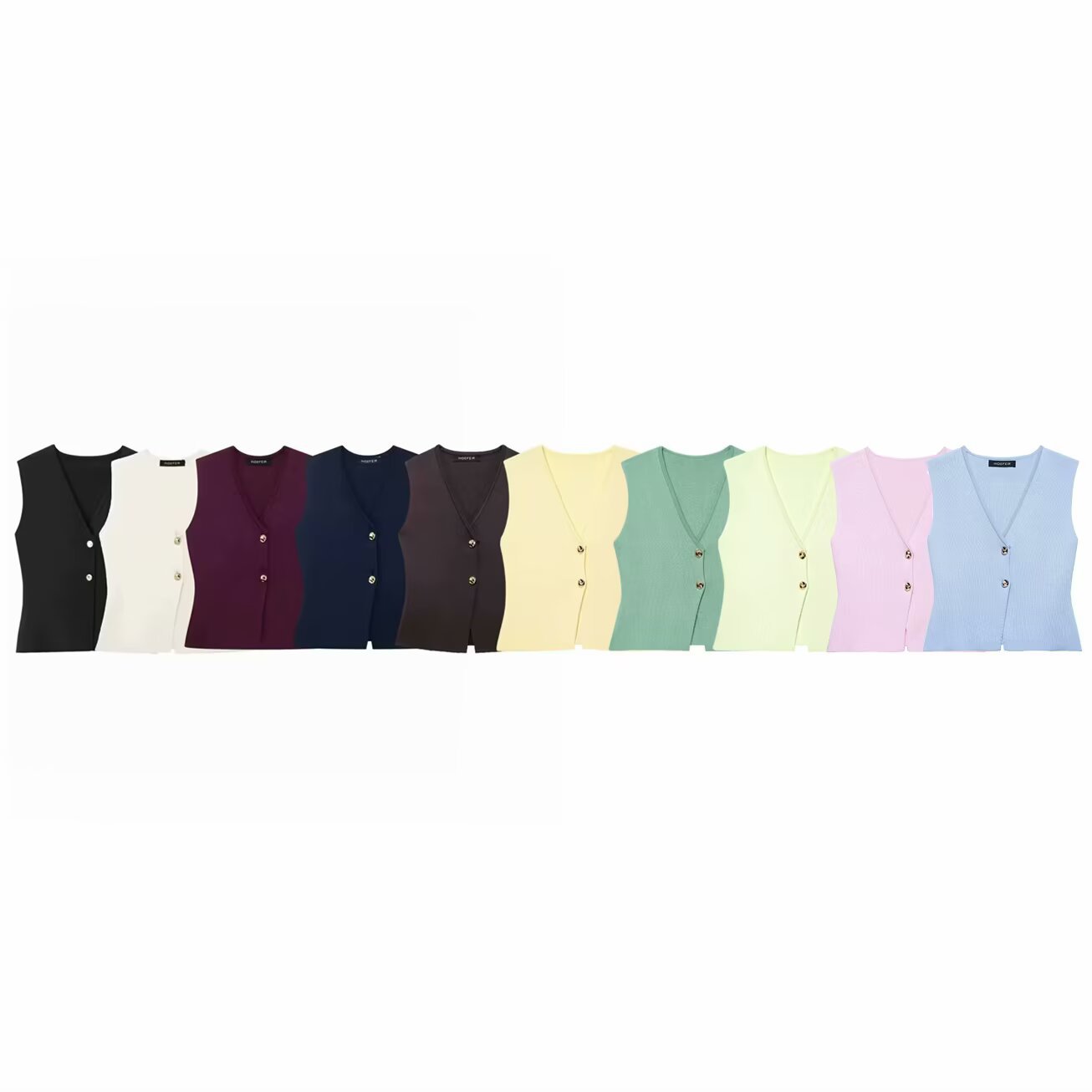 European American Style Button-decorated Knitted Autumn New Versatile Slim-fit Sleeveless Vest And Skirt Set For Women_ecoleips.com